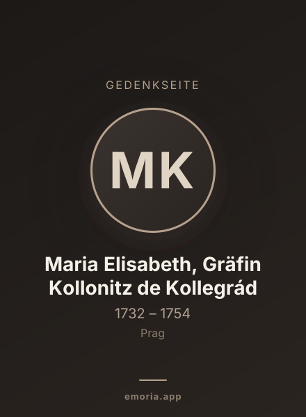 Gedenkportrait von Maria Elisabeth, Gräfin Kollonitz de Kollegrád
