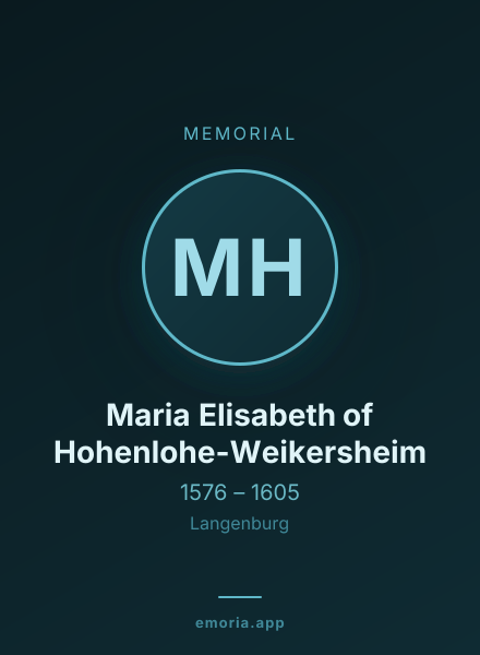 Memorial portrait of Maria Elisabeth of Hohenlohe-Weikersheim