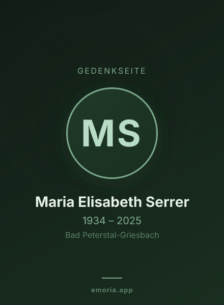 Gedenkportrait von Maria Elisabeth Serrer