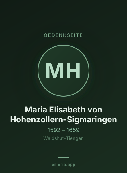 Gedenkportrait von Maria Elisabeth von Hohenzollern-Sigmaringen