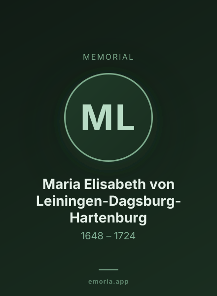 Memorial portrait of Maria Elisabeth von Leiningen-Dagsburg-Hartenburg