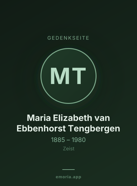 Gedenkportrait von Maria Elizabeth van Ebbenhorst Tengbergen