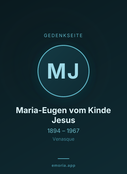 Gedenkportrait von Maria-Eugen vom Kinde Jesus