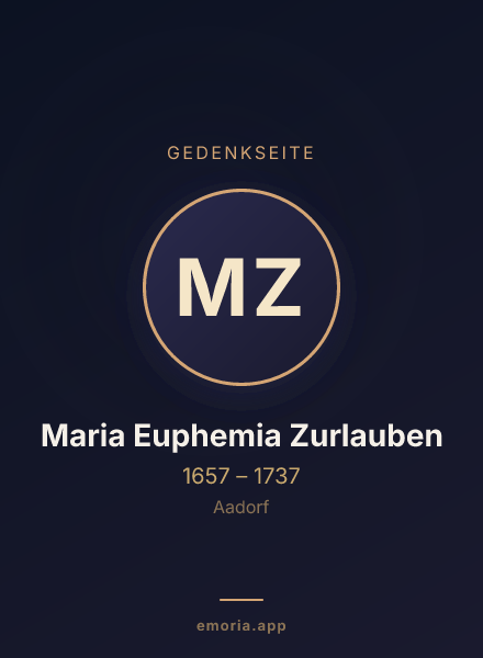 Gedenkportrait von Maria Euphemia Zurlauben