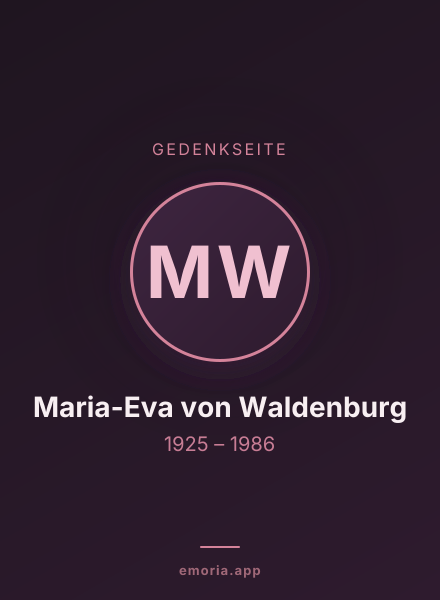 Gedenkportrait von Maria-Eva von Waldenburg