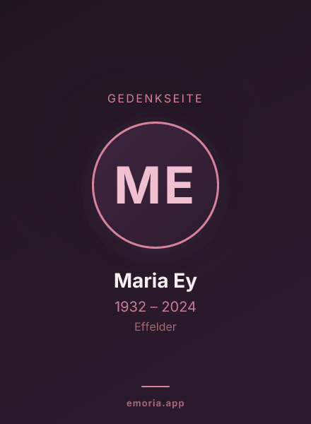 Gedenkportrait von Maria Ey