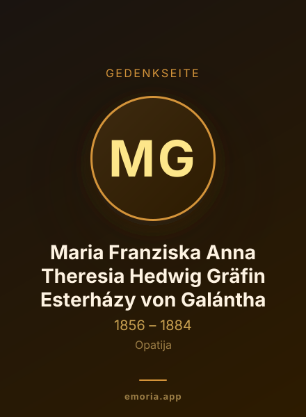 Gedenkportrait von Maria Franziska Anna Theresia Hedwig Gräfin Esterházy von Galántha