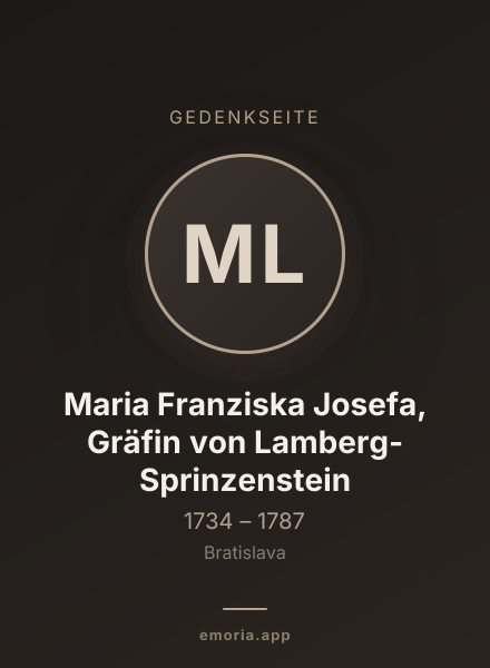 Gedenkportrait von Maria Franziska Josefa, Gräfin von Lamberg-Sprinzenstein