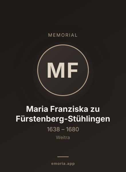 Memorial portrait of Maria Franziska zu Fürstenberg-Stühlingen