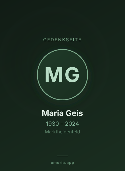 Gedenkportrait von Maria Geis