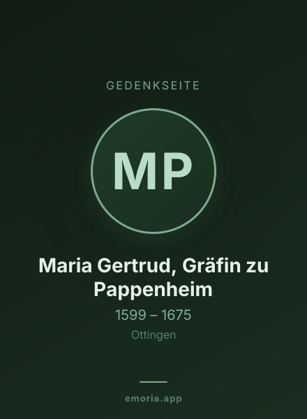Gedenkportrait von Maria Gertrud, Gräfin zu Pappenheim
