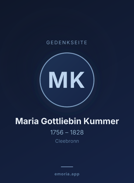 Gedenkportrait von Maria Gottliebin Kummer