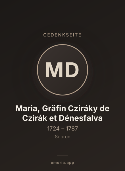 Gedenkportrait von Maria, Gräfin Cziráky de Czirák et Dénesfalva