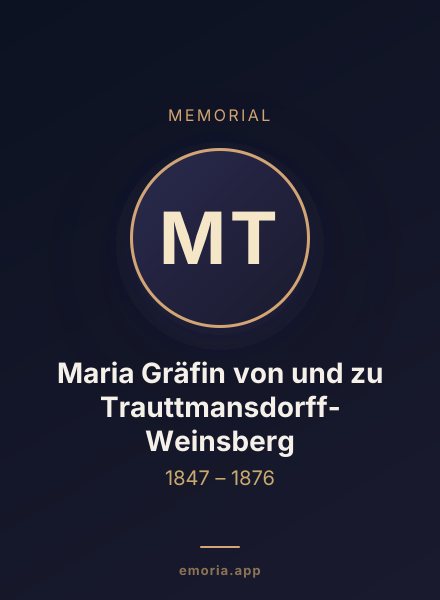 Memorial portrait of Maria Gräfin von und zu Trauttmansdorff-Weinsberg
