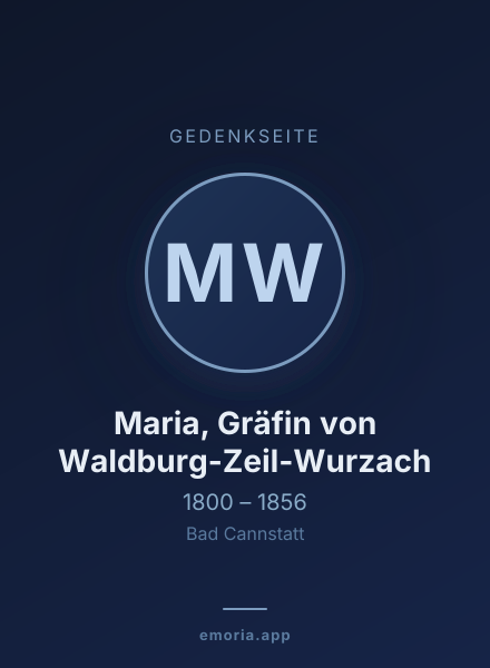 Gedenkportrait von Maria, Gräfin von Waldburg-Zeil-Wurzach