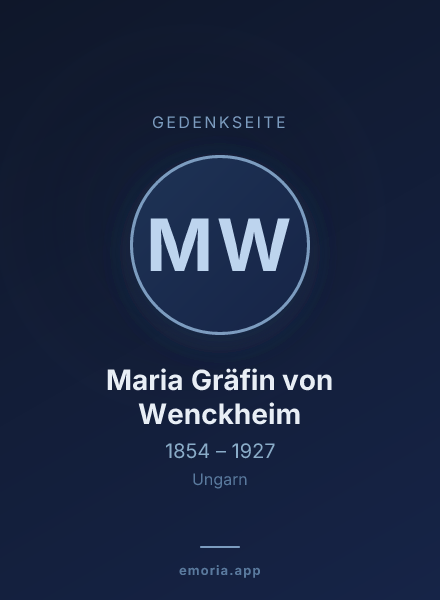 Gedenkportrait von Maria Gräfin von Wenckheim