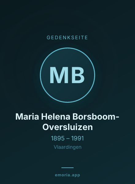 Gedenkportrait von Maria Helena Borsboom-Oversluizen