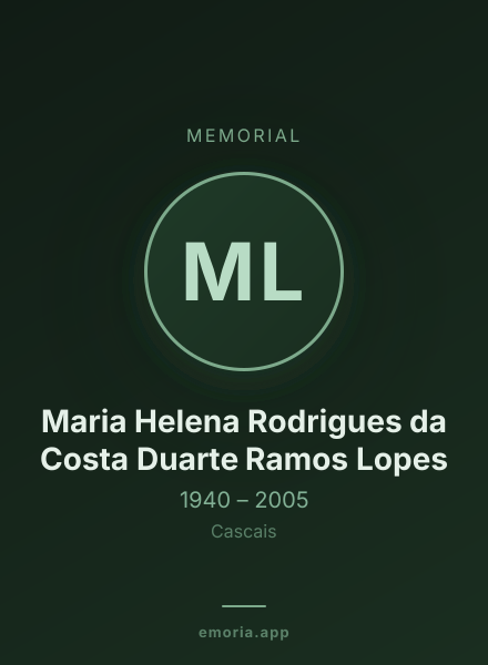 Memorial portrait of Maria Helena Rodrigues da Costa Duarte Ramos Lopes