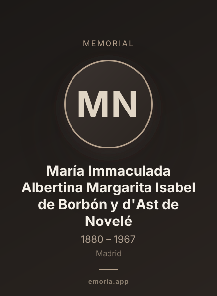 Memorial portrait of María Immaculada Albertina Margarita Isabel de Borbón y d'Ast de Novelé