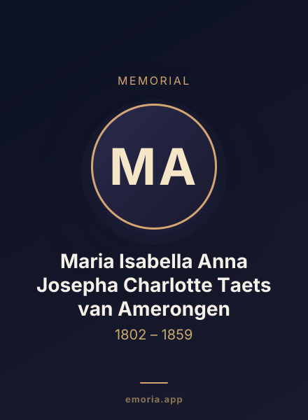 Memorial portrait of Maria Isabella Anna Josepha Charlotte Taets van Amerongen