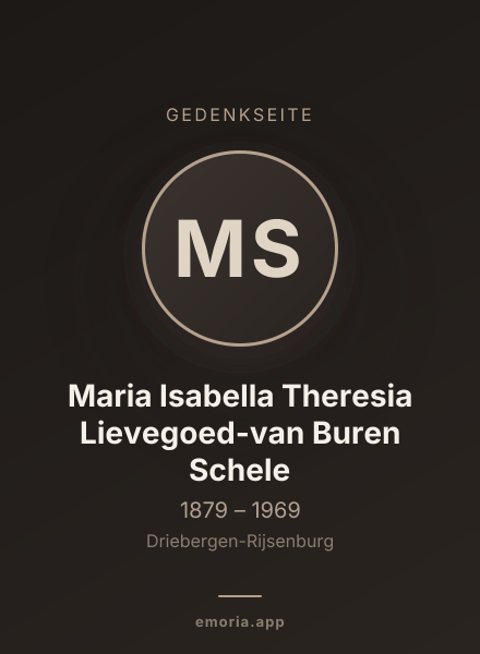 Gedenkportrait von Maria Isabella Theresia Lievegoed-van Buren Schele