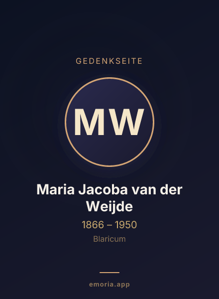 Gedenkportrait von Maria Jacoba van der Weijde