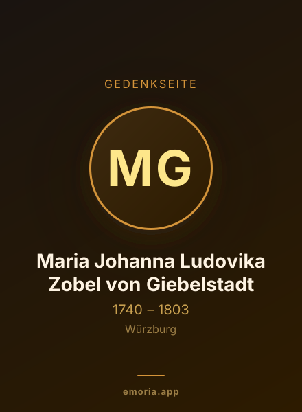 Gedenkportrait von Maria Johanna Ludovika Zobel von Giebelstadt