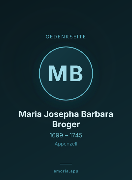 Gedenkportrait von Maria Josepha Barbara Broger