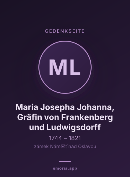 Gedenkportrait von Maria Josepha Johanna, Gräfin von Frankenberg und Ludwigsdorff