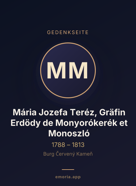 Gedenkportrait von Mária Jozefa Teréz, Gräfin Erdödy de Monyorókerék et Monoszló
