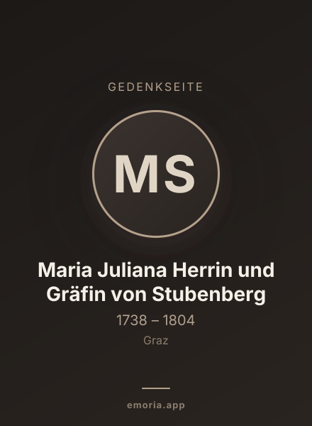 Gedenkportrait von Maria Juliana Herrin und Gräfin von Stubenberg