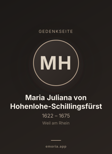 Gedenkportrait von Maria Juliana von Hohenlohe-Schillingsfürst