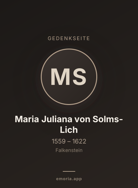 Gedenkportrait von Maria Juliana von Solms-Lich