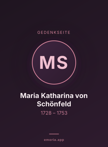 Gedenkportrait von Maria Katharina von Schönfeld