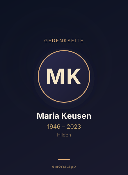 Gedenkportrait von Maria Keusen
