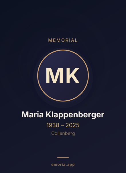 Memorial portrait of Maria Klappenberger