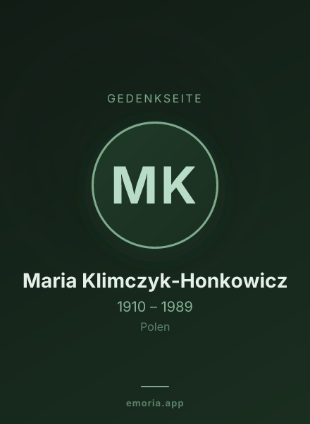 Gedenkportrait von Maria Klimczyk-Honkowicz