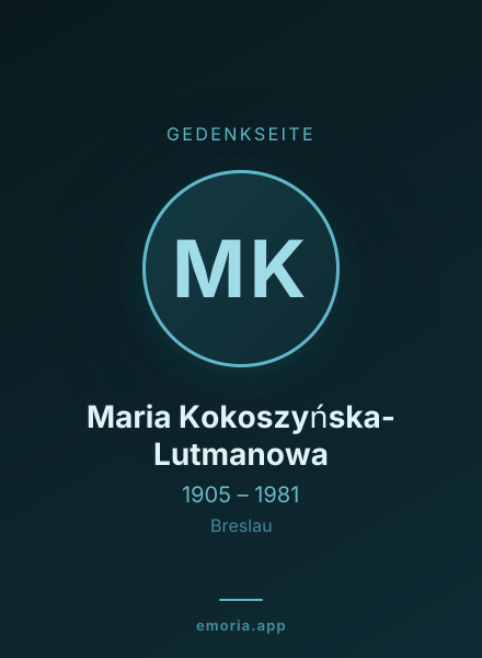 Gedenkportrait von Maria Kokoszyńska-Lutmanowa