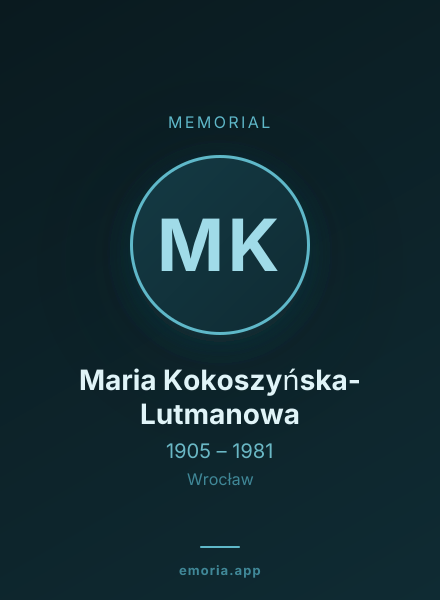 Memorial portrait of Maria Kokoszyńska-Lutmanowa