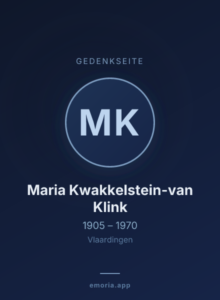 Gedenkportrait von Maria Kwakkelstein-van Klink