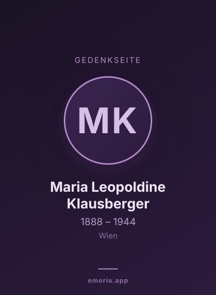 Gedenkportrait von Maria Leopoldine Klausberger