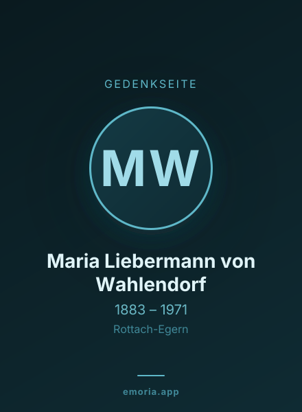 Gedenkportrait von Maria Liebermann von Wahlendorf