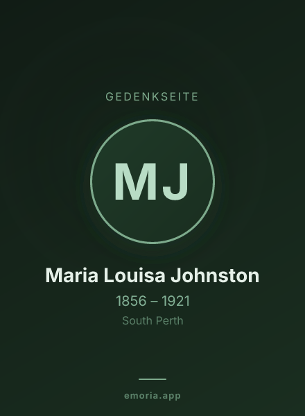 Gedenkportrait von Maria Louisa Johnston