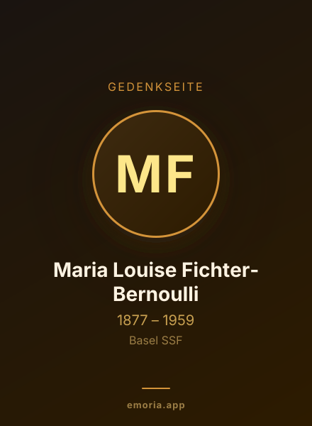 Gedenkportrait von Maria Louise Fichter-Bernoulli