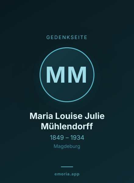Gedenkportrait von Maria Louise Julie Mühlendorff
