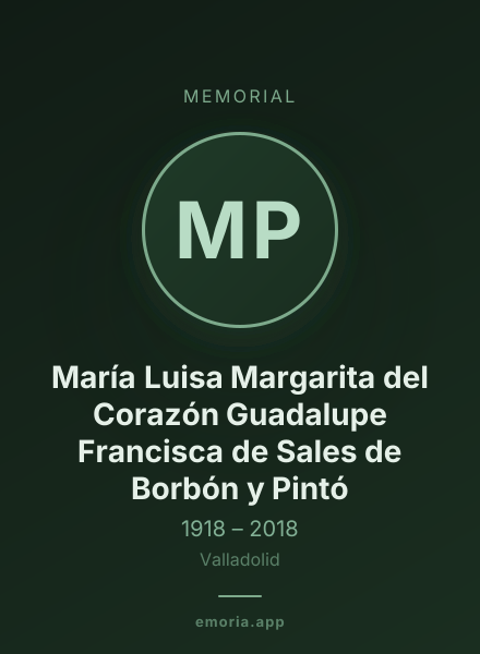 Memorial portrait of María Luisa Margarita del Corazón Guadalupe Francisca de Sales de Borbón y Pintó