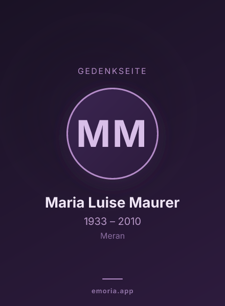 Gedenkportrait von Maria Luise Maurer