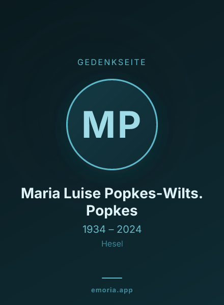 Gedenkportrait von Maria Luise Popkes-Wilts. Popkes