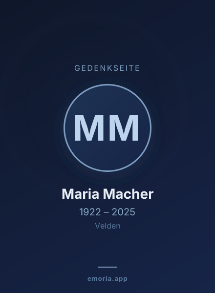 Gedenkportrait von Maria Macher