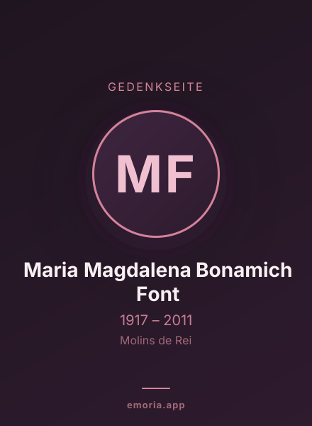 Gedenkportrait von Maria Magdalena Bonamich Font